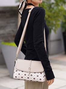 Túi Crossbody Nữ Thú vật Lá thư Có thể điều chỉnh được Đúng mốt - Màu be - Xem 1