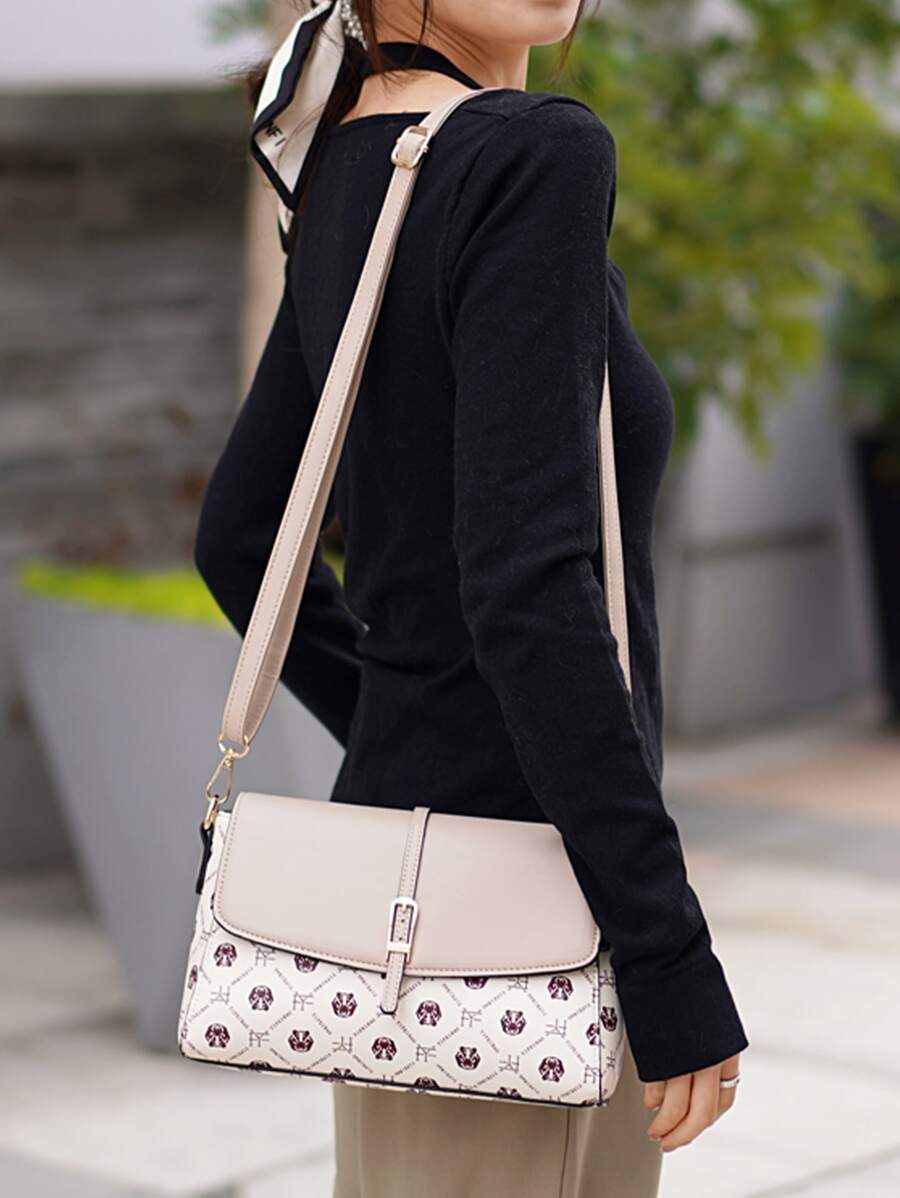 Túi Crossbody Nữ Thú vật Lá thư Có thể điều chỉnh được Đúng mốt - Màu be - Xem 1
