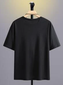 Manfinity Homme Camisetas de hombre con ajuste ceñido, cuello redondo y mangas cortas con lema casual - Multicolor - Ver 2