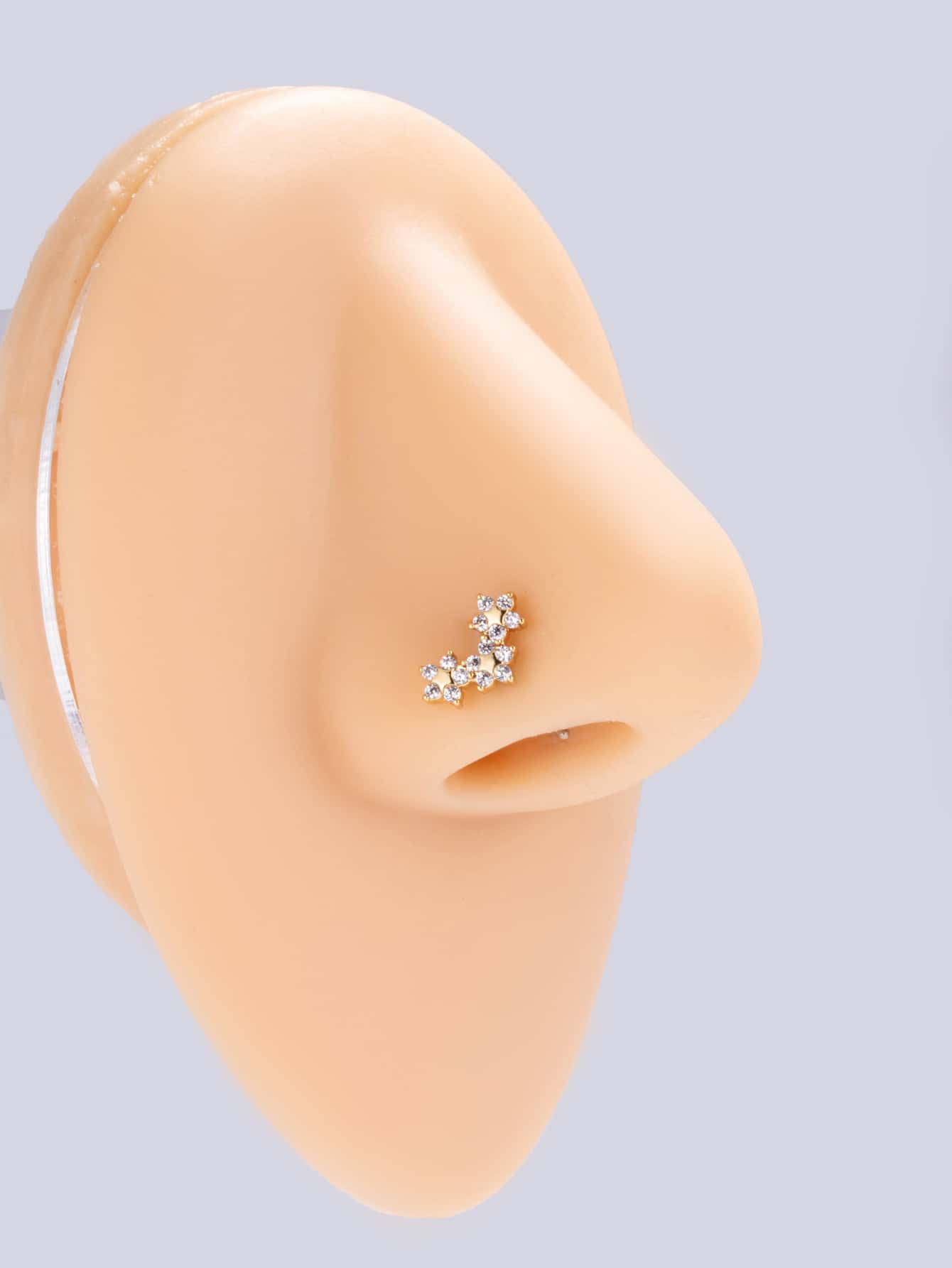 Cubic Zirconia Flower Decor Nose Stud - Yellow Gold - View 1