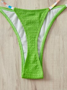 SHEIN Swim Halter Triangle Summer Beach Bikini Set - Lime Green - View 4