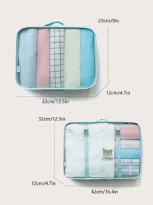 7pcs Letter Graphic Storage Bag Multi-Functional For Travel Blue - Blue - View 3