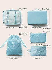 7pcs Letter Graphic Storage Bag Multi-Functional For Travel Blue - Blue - View 4