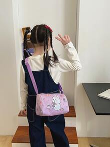 女孩卡通圖案水桶包中等拉鍊適用於日常 - 彩色 - 查看 3