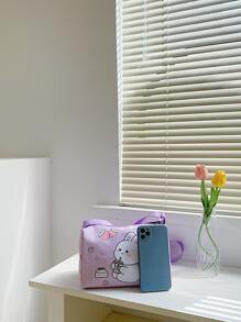 女孩卡通圖案水桶包中等拉鍊適用於日常 - 彩色 - 查看 4