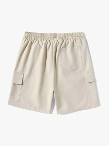 Chillumni 男士翻蓋口口袋束腰工裝短褲 - 杏色 - 查看 2