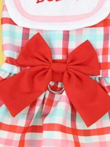 1入組格紋印花寵物連衣裙 - 紅色 - 查看 7