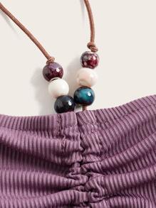 ROMWE Goth Áo nữ Bất đối xứng Xù màu trơn Giải trí - Màu tím - Xem 3