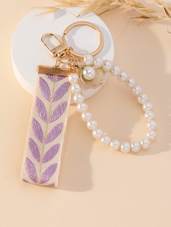 1 件丝带和仿珍珠装饰时尚钥匙扣礼物纪念品汽车配件包魅力学院风珍珠可爱哥特 Y2K