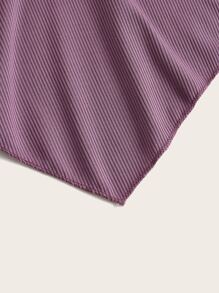 ROMWE Goth Áo nữ Bất đối xứng Xù màu trơn Giải trí - Màu tím - Xem 4