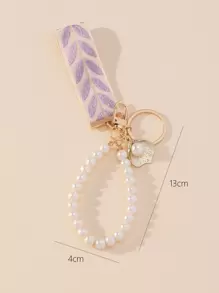 1 pieza Llavero de moda con decoración de cinta y perlas falsas, regalo, recuerdo, accesorio para coche, dije para bolso, perla linda gótica y estilo Y2K
