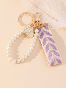 1 pieza Llavero de moda con decoración de cinta y perlas falsas, regalo, recuerdo, accesorio para coche, dije para bolso, perla linda gótica y estilo Y2K
