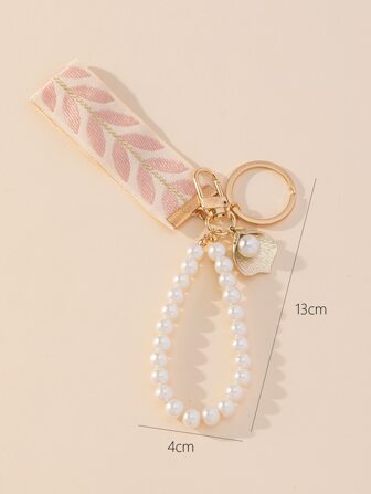 1 pieza Llavero de moda con decoración de cinta y perlas falsas, regalo de San Valentín, recuerdo, accesorio para coche, dije para bolso, perla linda, gótico, Y2K