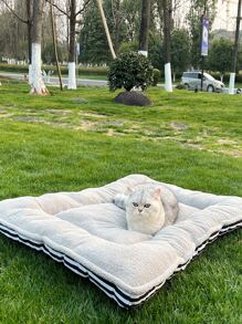 1pc Plush Pet Crate Mat