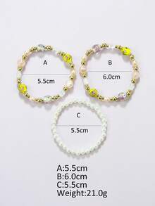 3pcs/set Faux Pearl Decor Beaded Bracelet - Multicolor - View 2