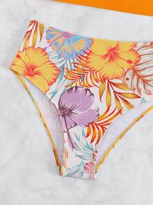 Floral Print Halter High Waisted Bikini Set Summer Beach - Multicolor - View 4