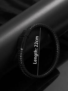 Men Braided Detail Bracelet Punk Hip Pop Style, For Jewelry Gift And Party - Black - View 4