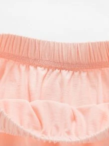 Chicas Falda unicolor bajo con fruncido - Rosa Pálido - Ver 3