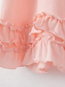 Chicas Falda unicolor bajo con fruncido - Rosa Pálido - Ver 4