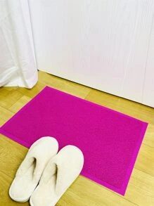 1pc PVC Door Mat, Minimalist Pink Anti-slip Indoor Outdoor Rug - Pink - View 1