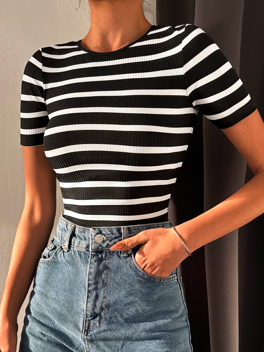 MixMatchy Women's Striped Ribbed Knit Crop Tube Top – Paisley Print, Stretchy & Double-Layered