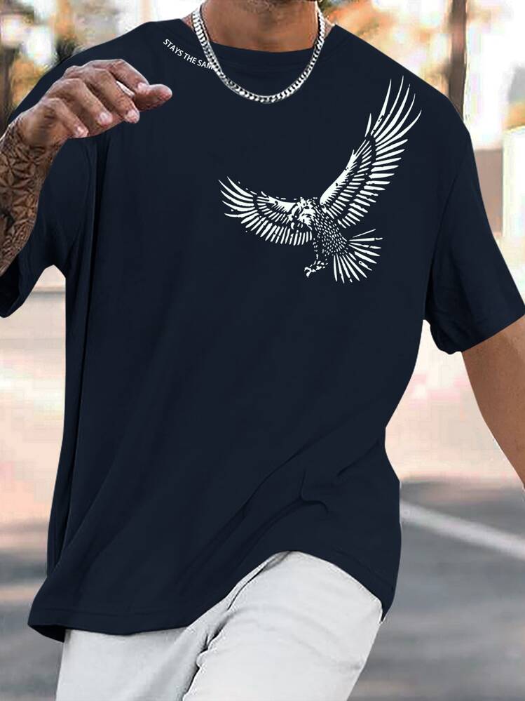 Manfinity LEGND Men Eagle Print Tee - Navy Blue - View 1