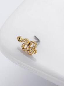 不銹鋼方晶鋯石蛇裝飾鼻釘身體鏈禮品適合女士和女孩 - 金色 - 查看 2