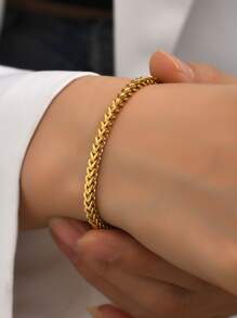 1 件女士时尚珠宝 18K 镀金不锈钢手链，时尚优雅，适合日常佩戴，适合送给姐妹和朋友的礼物 - 金黃色 - 查看 1