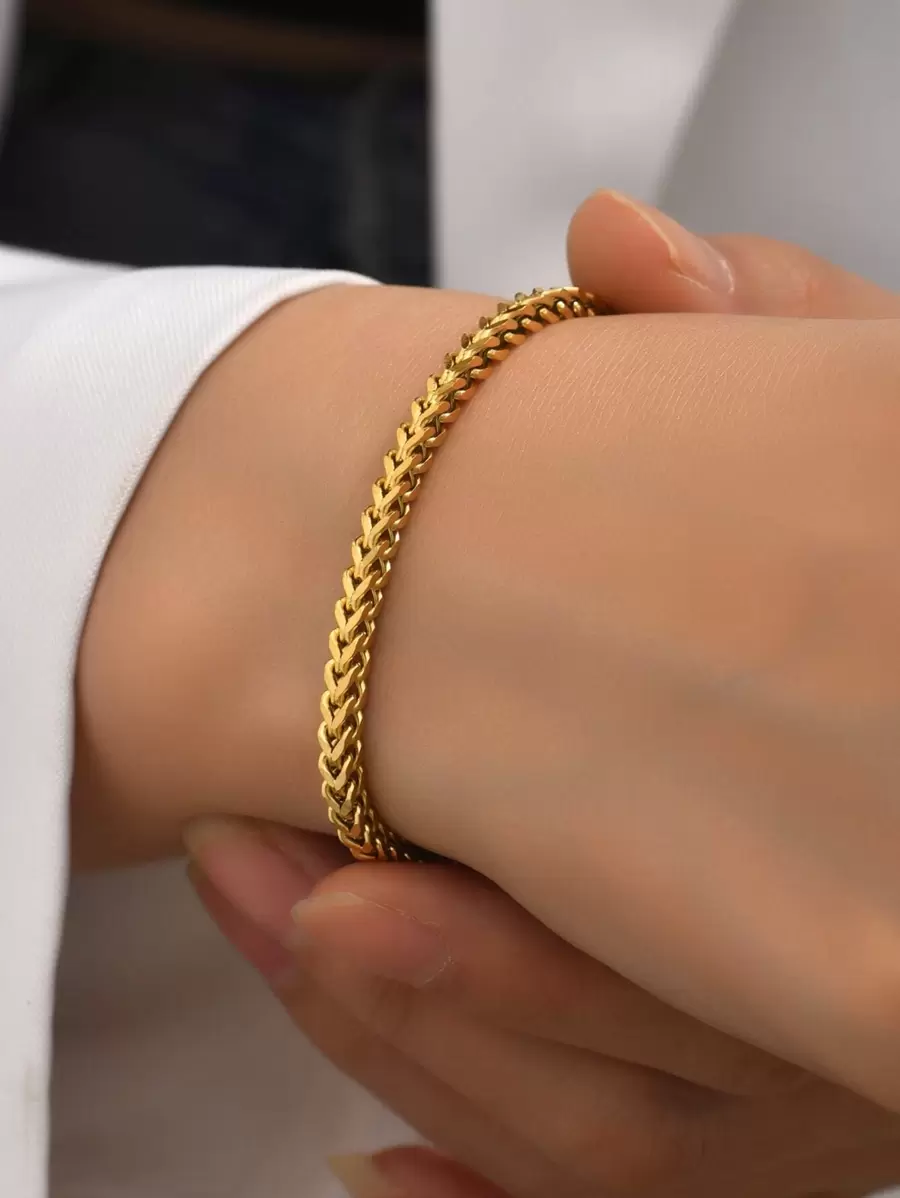 1 件女士时尚珠宝 18K 镀金不锈钢手链，时尚优雅，适合日常佩戴，适合送给姐妹和朋友的礼物 - 金黃色 - 查看 1