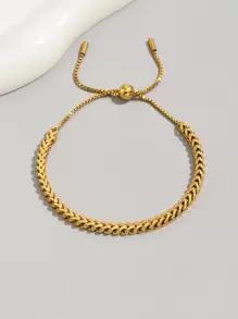 1 件女士时尚珠宝 18K 镀金不锈钢手链，时尚优雅，适合日常佩戴，适合送给姐妹和朋友的礼物 - 金黃色 - 查看 2