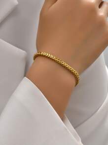 1 件女士时尚珠宝 18K 镀金不锈钢手链，时尚优雅，适合日常佩戴，适合送给姐妹和朋友的礼物 - 金黃色 - 查看 3