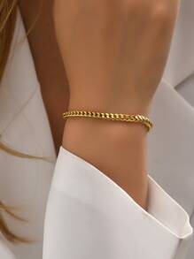 1 件女士时尚珠宝 18K 镀金不锈钢手链，时尚优雅，适合日常佩戴，适合送给姐妹和朋友的礼物 - 金黃色 - 查看 4