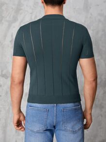 RueChic Men Solid Pointelle Knit Top - Blue - View 2