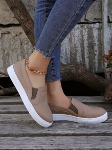 Women's Casual, Soft, Comfortable, Classic Outdoor Style Slip-on Sneakers, Suitable For All Seasons - Apricot - View 5