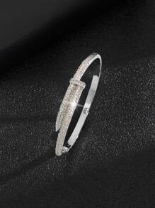 Cubic Zirconia Decor Bangle For Women For Party Banquet Wedding - Silver - View 1