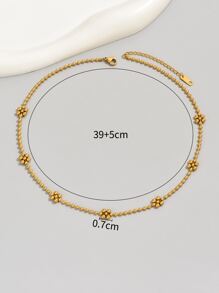 1 件镀金不锈钢花卉串珠链项链，适合女性日常休闲穿着的最佳朋友礼物 - 金黃色 - 查看 4