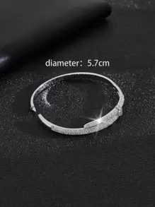 Cubic Zirconia Decor Bangle For Women For Party Banquet Wedding - Silver - View 3