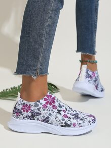 女士蝴蝶圖案織物一腳蹬運動鞋 - 彩色 - 查看 6