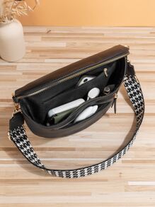 輕盈的業餘中等腰包，具有荔枝壓花鹿皮紋帶狗牙圖案，適用於日常穿梭高中女孩女人大學生，新手和白領工人，完美的辦公室、大學、工作、商業、通勤、戶外、旅行、外出活動，騎馬也非常適合