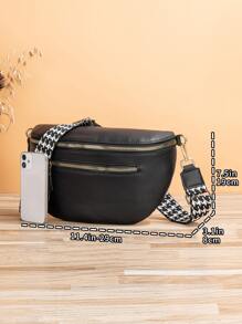 輕盈的業餘中等腰包，具有荔枝壓花鹿皮紋帶狗牙圖案，適用於日常穿梭高中女孩女人大學生，新手和白領工人，完美的辦公室、大學、工作、商業、通勤、戶外、旅行、外出活動，騎馬也非常適合