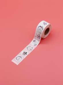 1 rollo Pegatina con estampado de slogan y flor - Multicolor - Ver 2