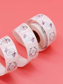 1 rollo Pegatina con estampado de slogan y flor - Multicolor - Ver 4