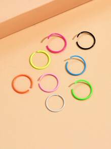 8入組/套時尚簡約鼻環不銹鋼男女款無需穿孔隔墊身體首飾 - 彩色 - 查看 2