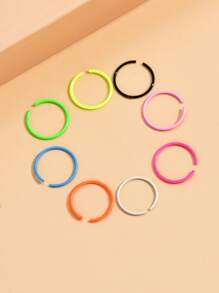 8入組/套時尚簡約鼻環不銹鋼男女款無需穿孔隔墊身體首飾 - 彩色 - 查看 3