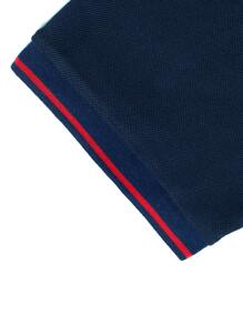 Manfinity Homme 男士條紋飾邊POLO衫 - 藏蓝色 - 查看 4