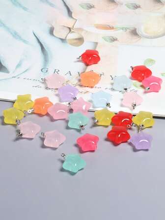 10入組 20x17.5 毫米彩色星星亞克力吊飾感恩節聖誕禮物DIY手工項鍊設計聖誕樹配件珠寶製作