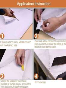 1pc Marble Pattern Kitchen Sticker, Self Adhesive Wallpaper For Kitchen - Black - View 5