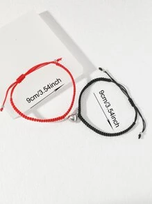 2pcs Couple Magnetic Heart Charm Bracelet Valentines,Mom,Mother,Mother's Day,Gift - Multicolor - View 3