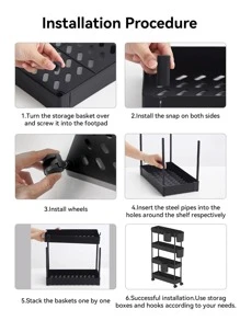 WORTHBUY 1pc Plastic Storage Rack, Modern Multifunction 3 Layer Holder For Home - White - View 7
