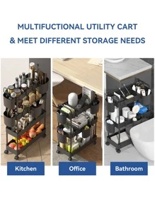 WORTHBUY 1pc Plastic Storage Rack, Modern Multifunction 3 Layer Holder For Home - White - View 6